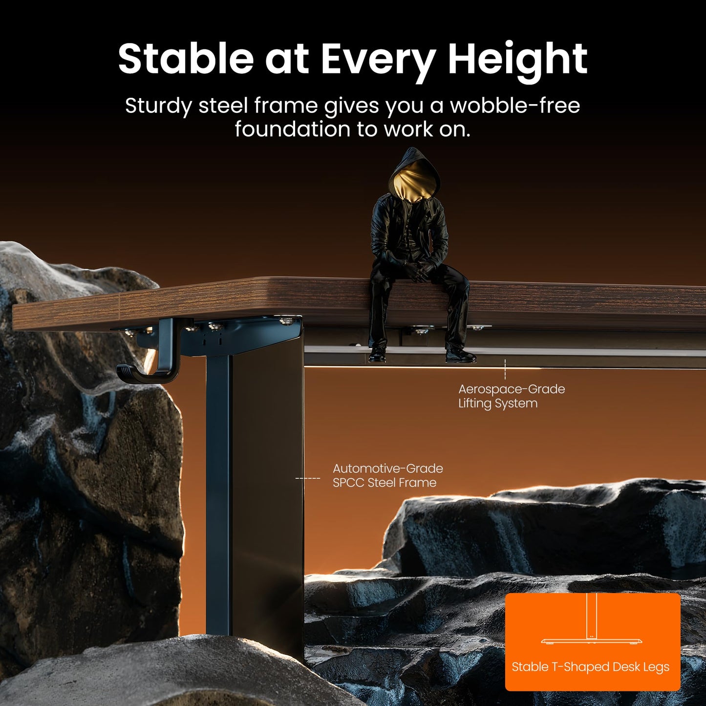 ErGear Height Adjustable Electric Standing Desk, 47.2 x 23.6 Inches Sit Stand up Desk, Memory Computer Home Office Desk (Black)