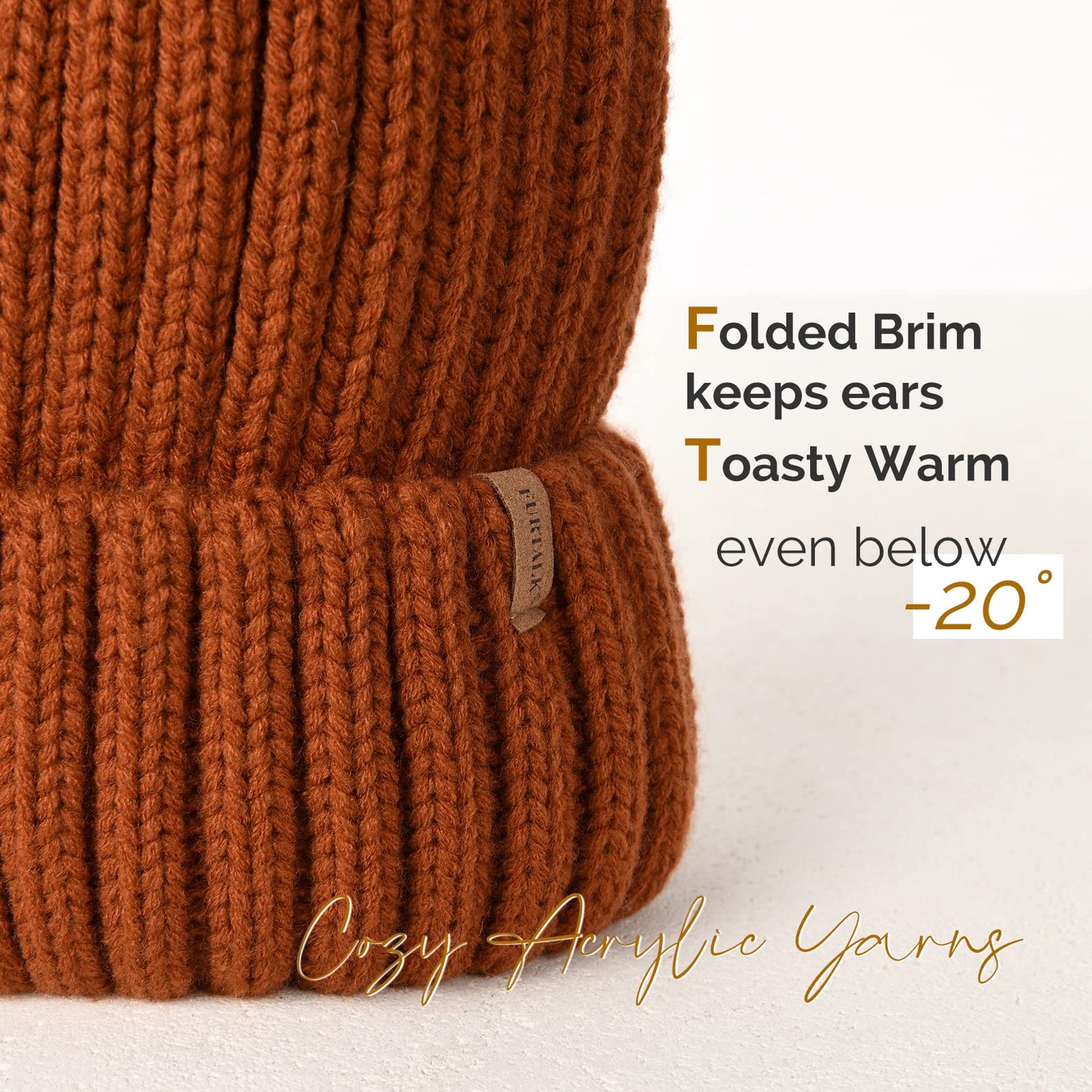 FURTALK Womens Winter Knitted Beanie Hat with Faux Fur Pom Warm Knit Skull Cap Beanie for Women