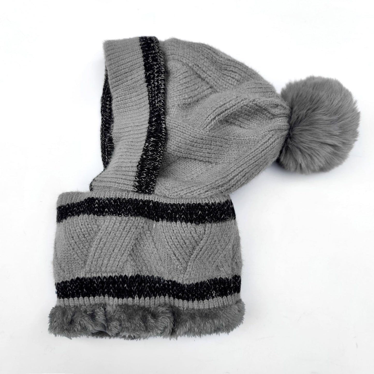 HUAMULAN Women Winter Beanie Hats One Piece Fleece Lined Knit Balaclavas Mask Set Skull Neck Circle Scarf Ski Snow Hat Pompom