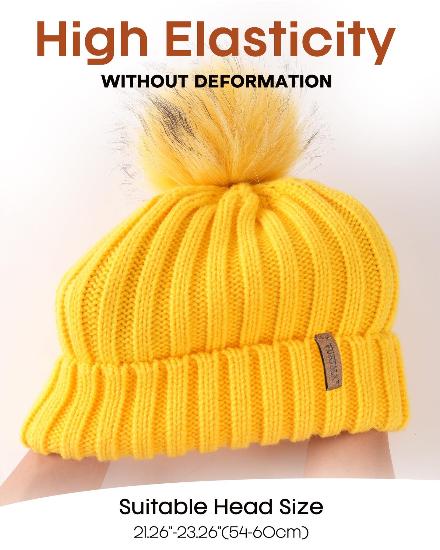 FURTALK Womens Winter Knitted Beanie Hat with Faux Fur Pom Warm Knit Skull Cap Beanie for Women
