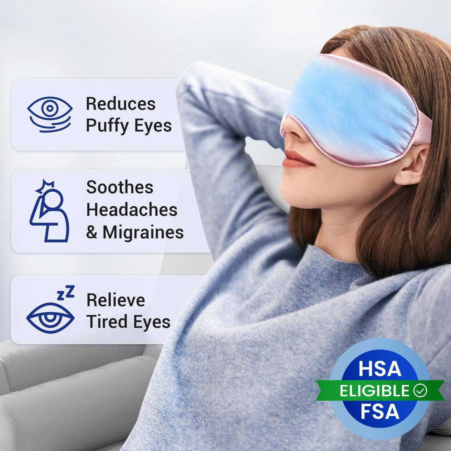 Cooling Eye Mask for Puffy Eyes: Fsa Eligible Items Hsa, Migraines Headache Fast Relief After Surgery Care Cold Compress, Reusable Face Ice Pack Gel Sleep Mask for Dark Circles, Relaxing Gifts(Purple)