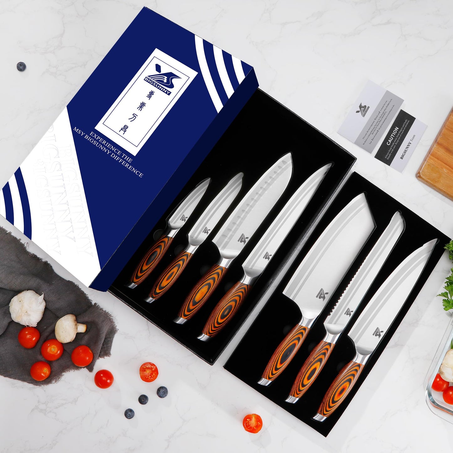MSY BIGSUNNY Knife Block Set 17-piece Knife Set with Wooden Block - German Steel Perfect Cutlery Set Gift