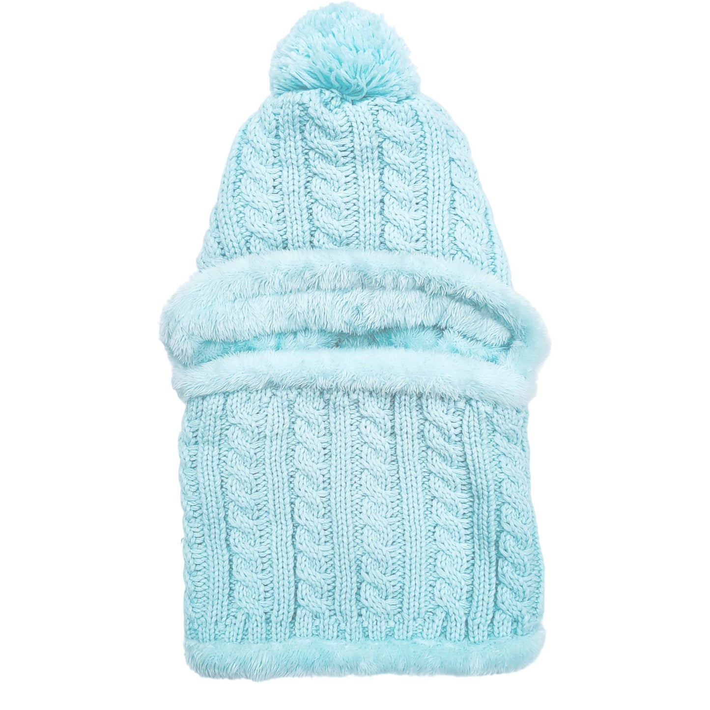 HUAMULAN Women Winter Beanie Hats One Piece Fleece Lined Knit Balaclavas Mask Set Skull Neck Circle Scarf Ski Snow Hat Pompom