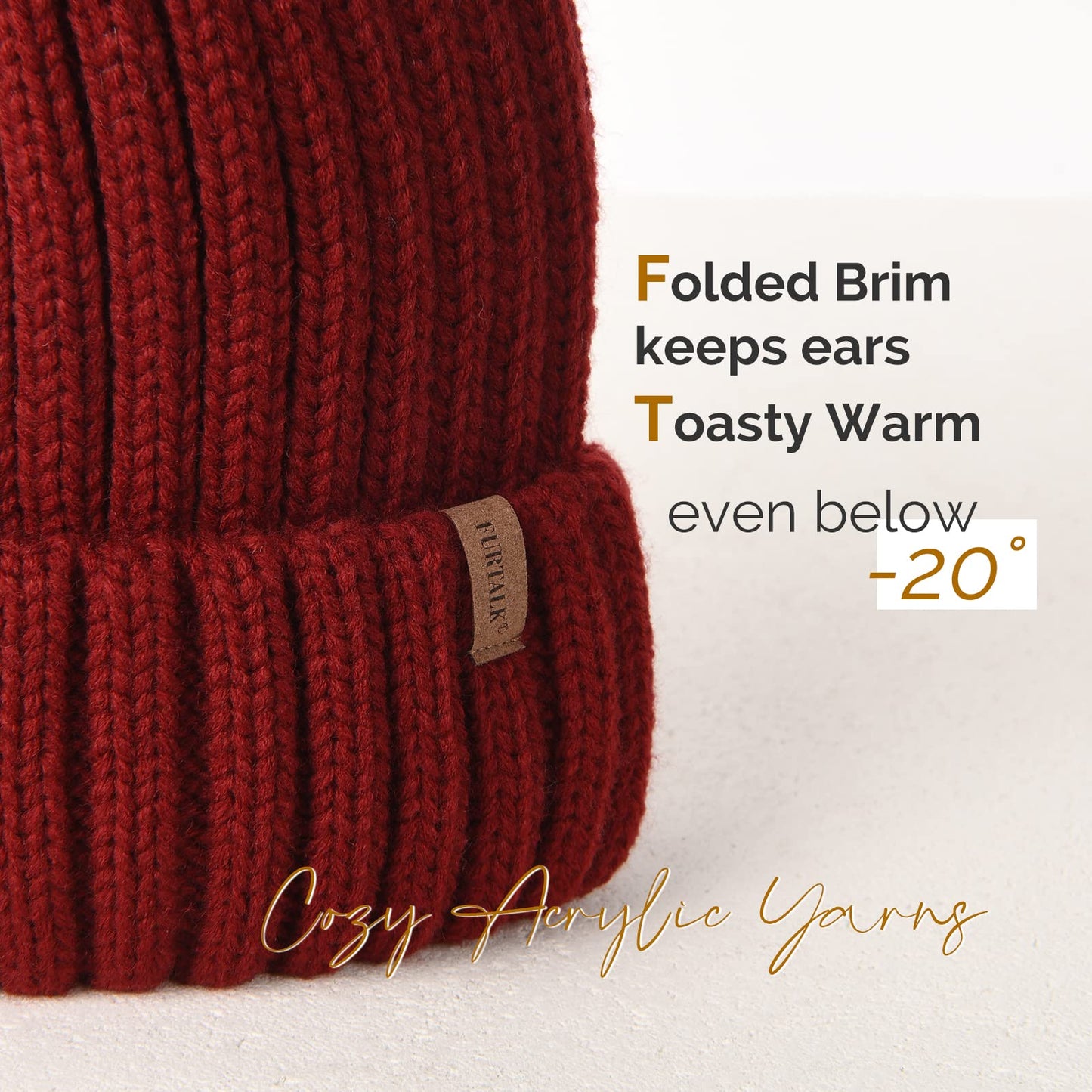 FURTALK Womens Winter Knitted Beanie Hat with Faux Fur Pom Warm Knit Skull Cap Beanie for Women