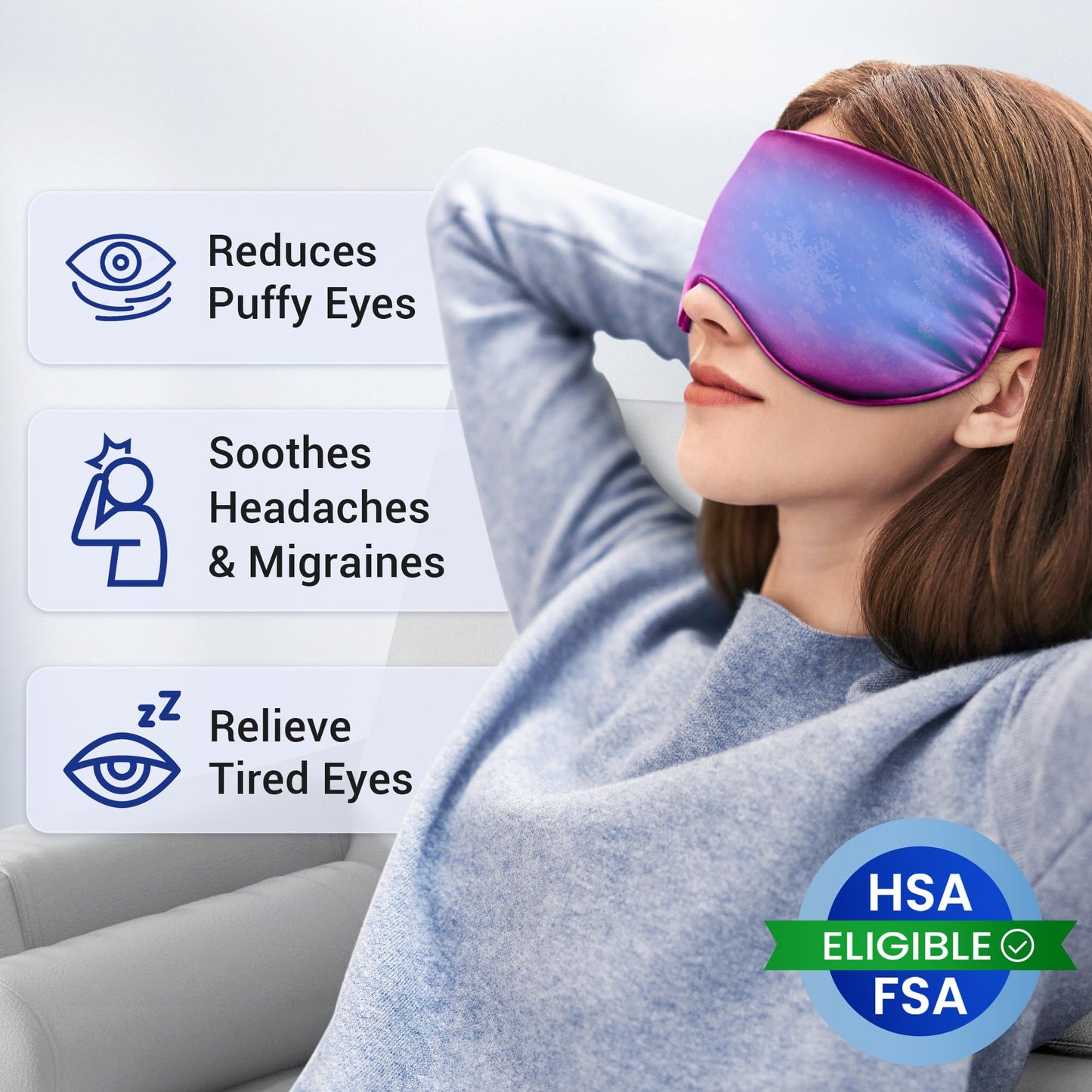 Cooling Eye Mask for Puffy Eyes: Fsa Eligible Items Hsa, Migraines Headache Fast Relief After Surgery Care Cold Compress, Reusable Face Ice Pack Gel Sleep Mask for Dark Circles, Relaxing Gifts(Purple)