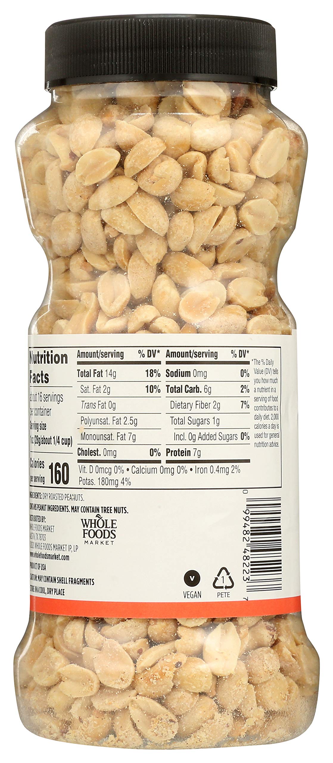 365 by Whole Foods Market, Dry Roasted and Unsalted Peanuts, 16 Ounce