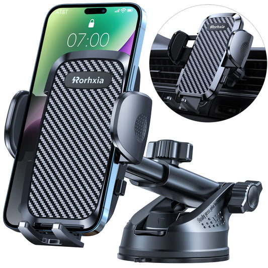 3-in-1 Phone Mount for Car [2025 Most Stable and Flexible Suction Cup] Vent Dashboard Windshield Cell Phone Holder Car Fit for iPhone, Samsung, All Phone