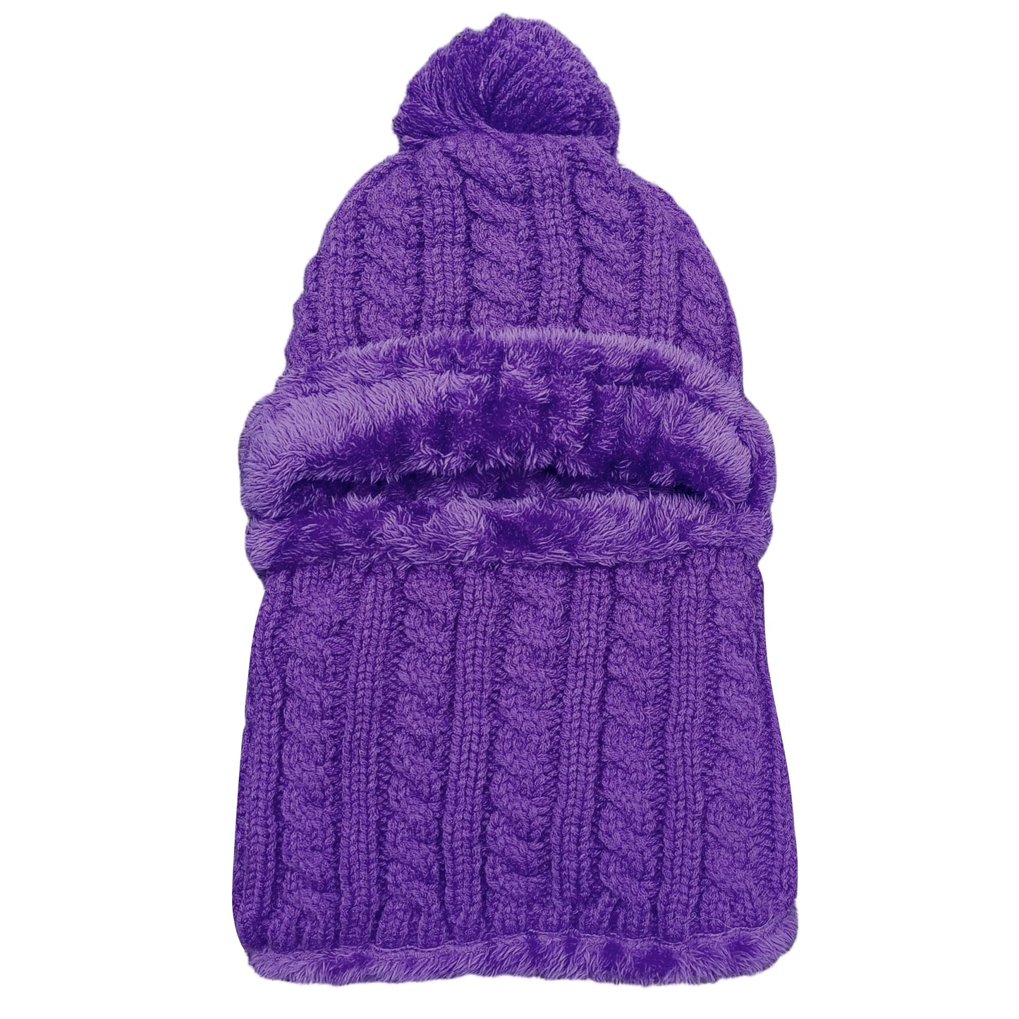 HUAMULAN Women Winter Beanie Hats One Piece Fleece Lined Knit Balaclavas Mask Set Skull Neck Circle Scarf Ski Snow Hat Pompom