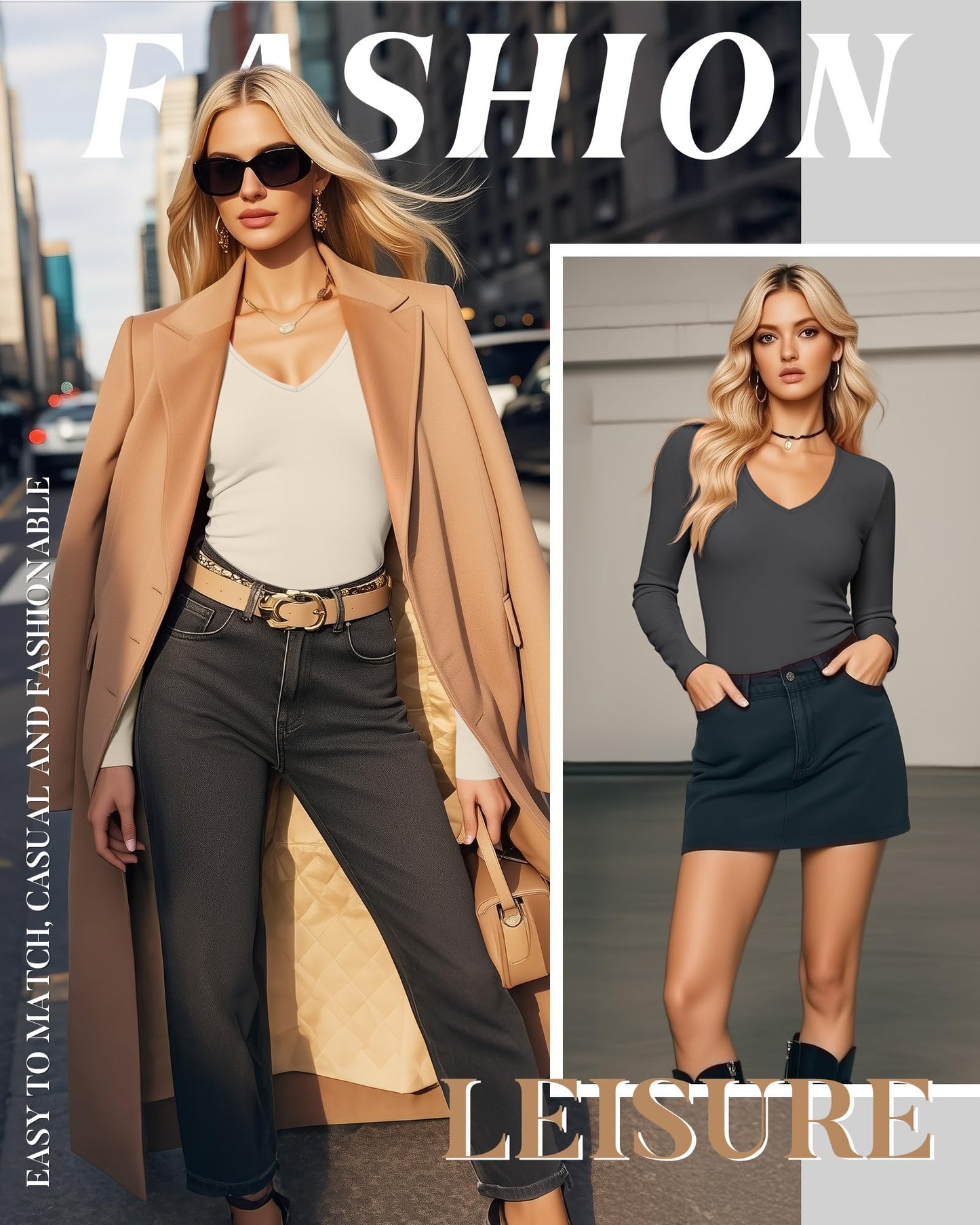 4 Pack Women's Long Sleeve Thermal Shirts Fleece Lined V Neck Slim Fit Underwear Base Layer Basic Winter Warm Tops