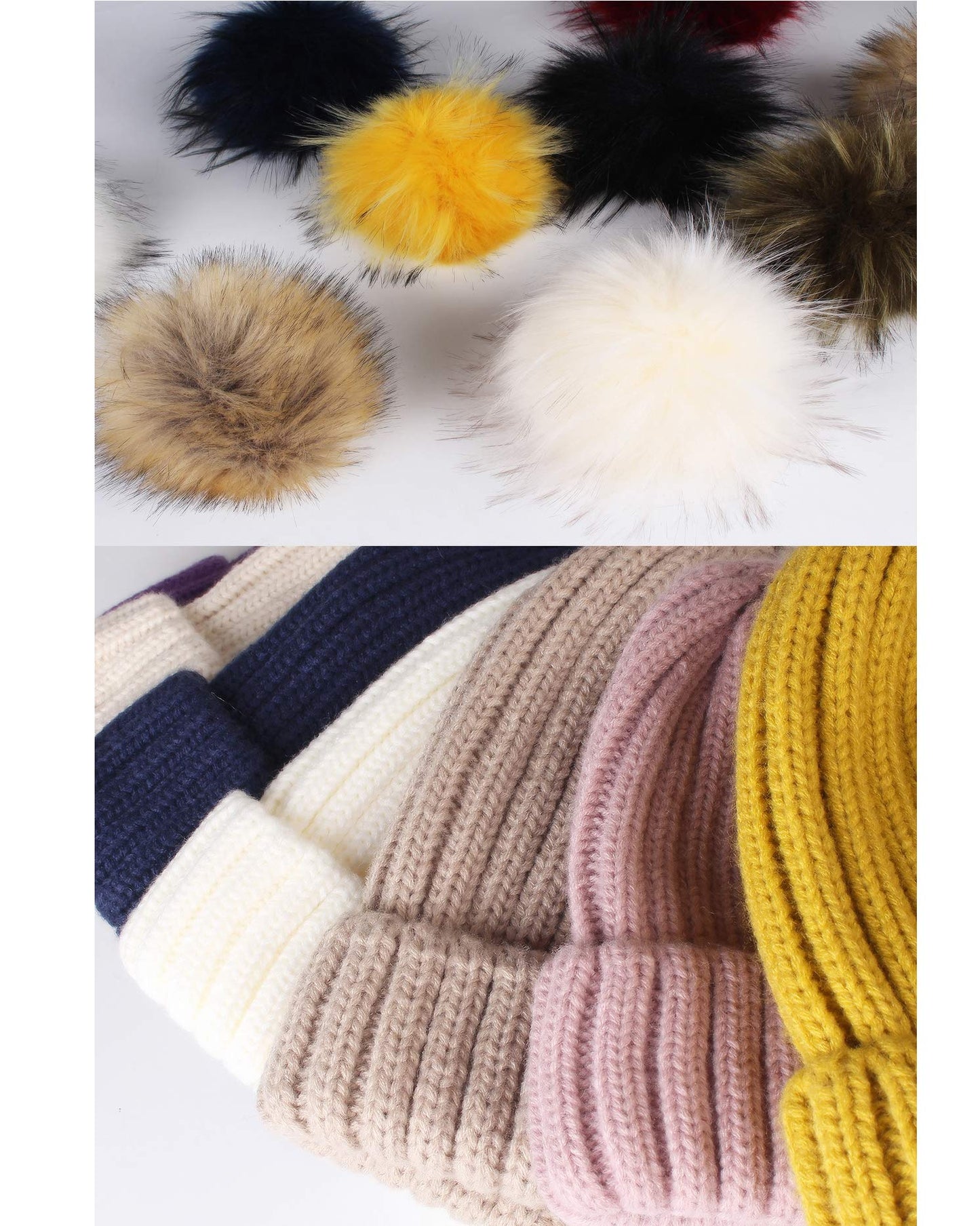 FURTALK Womens Winter Knitted Beanie Hat with Faux Fur Pom Warm Knit Skull Cap Beanie for Women