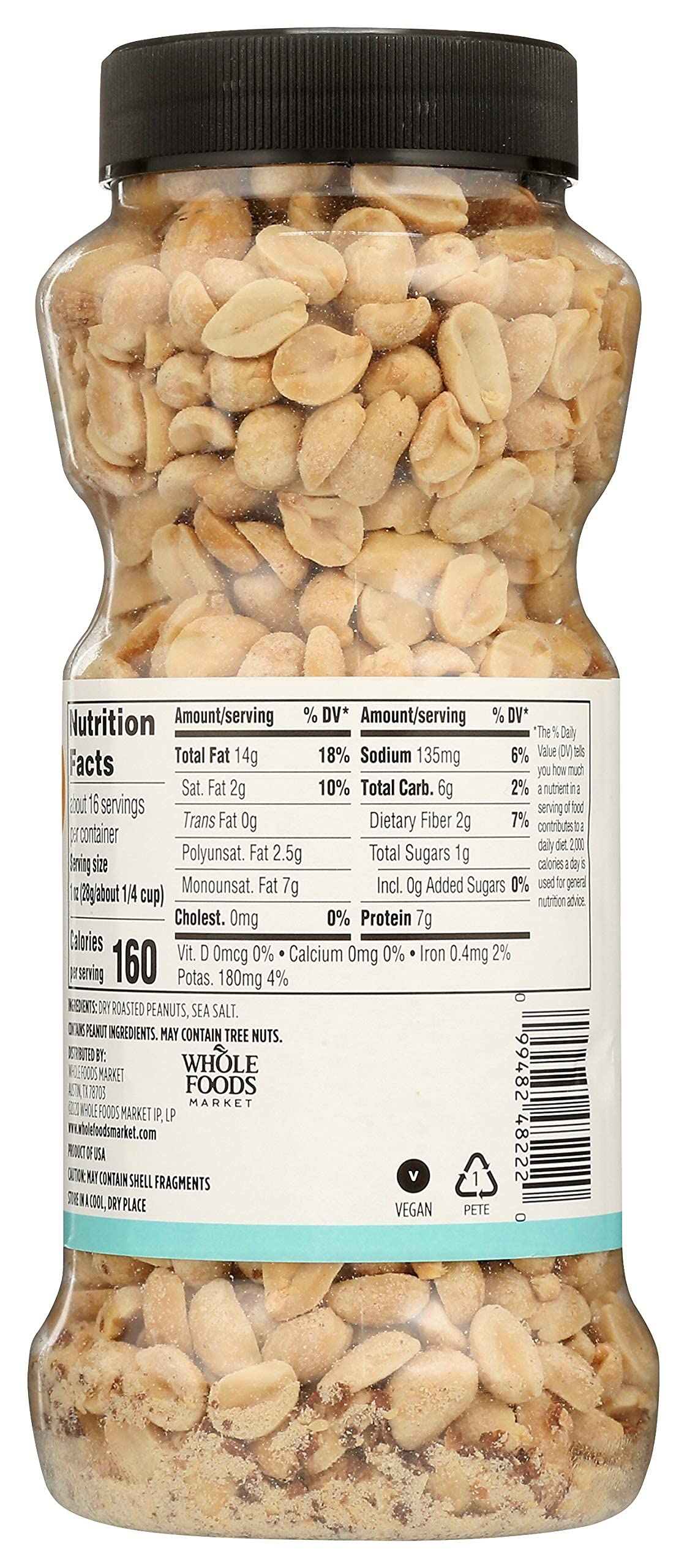 365 by Whole Foods Market, Dry Roasted and Unsalted Peanuts, 16 Ounce