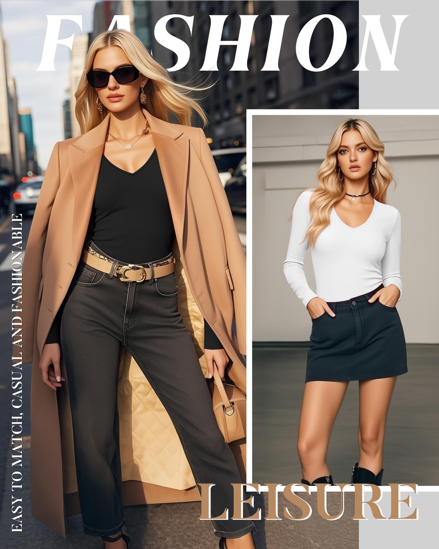 4 Pack Women's Long Sleeve Thermal Shirts Fleece Lined V Neck Slim Fit Underwear Base Layer Basic Winter Warm Tops
