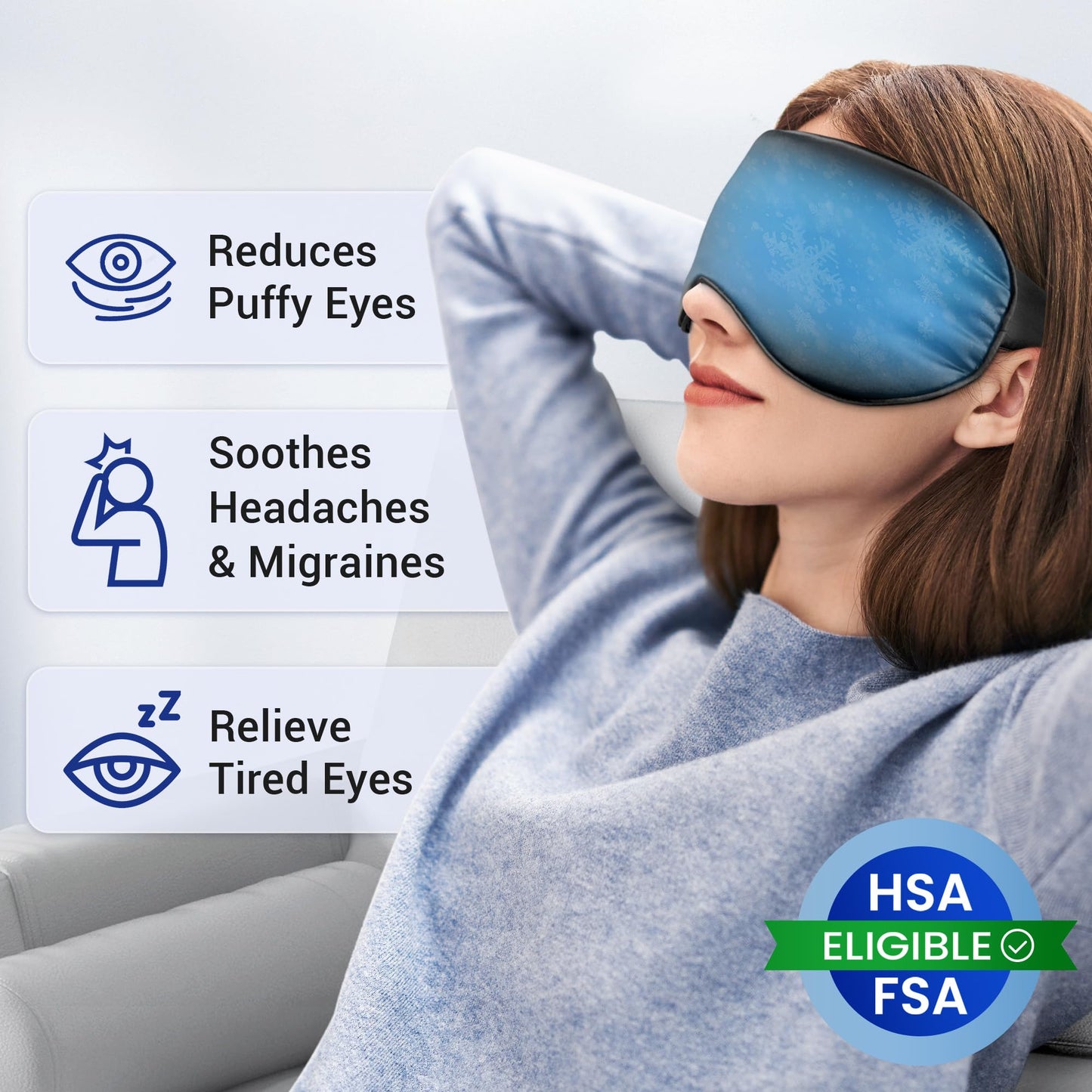 Cooling Eye Mask for Puffy Eyes: Fsa Eligible Items Hsa, Migraines Headache Fast Relief After Surgery Care Cold Compress, Reusable Face Ice Pack Gel Sleep Mask for Dark Circles, Relaxing Gifts(Purple)