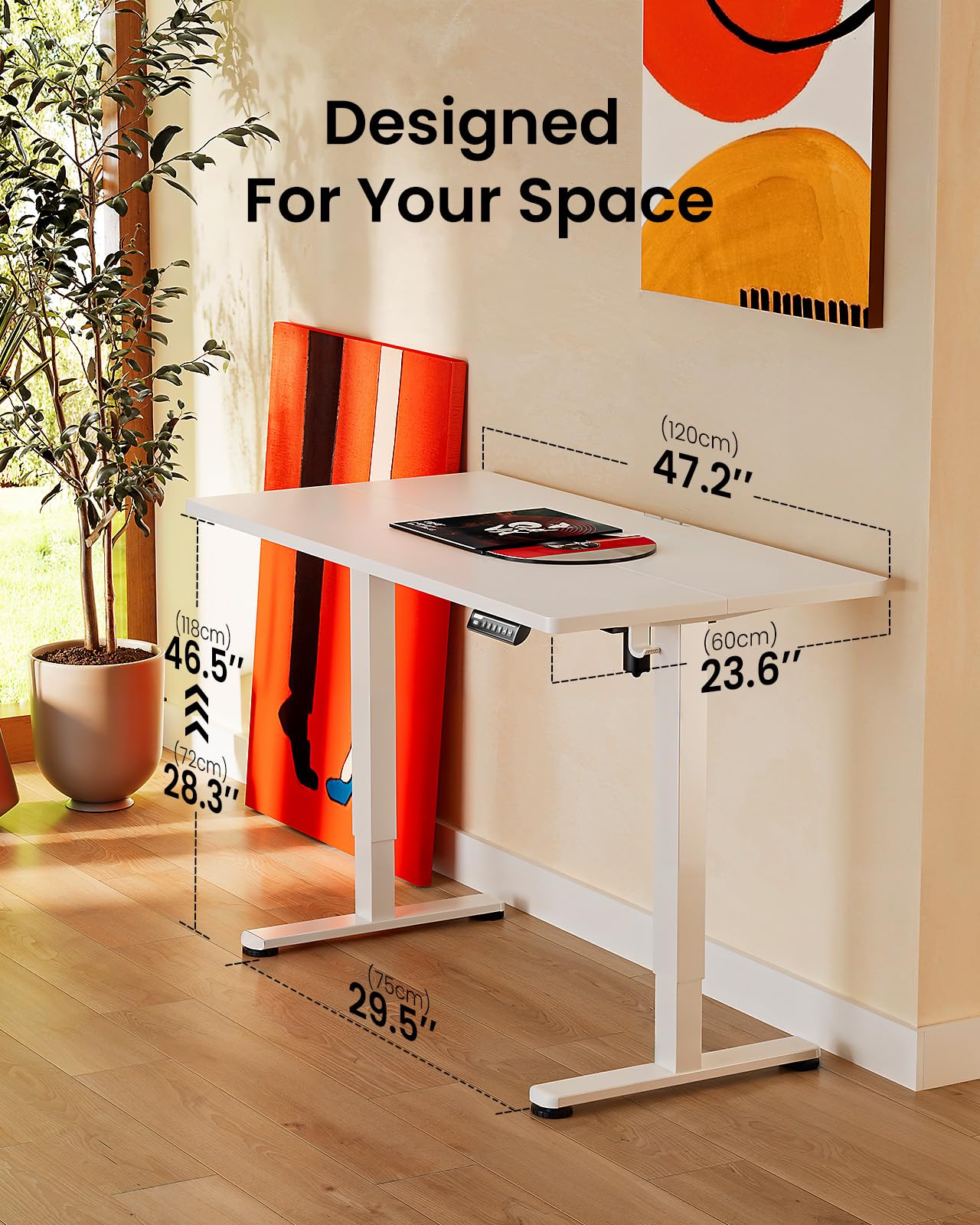 ErGear Height Adjustable Electric Standing Desk, 47.2 x 23.6 Inches Sit Stand up Desk, Memory Computer Home Office Desk (Black)