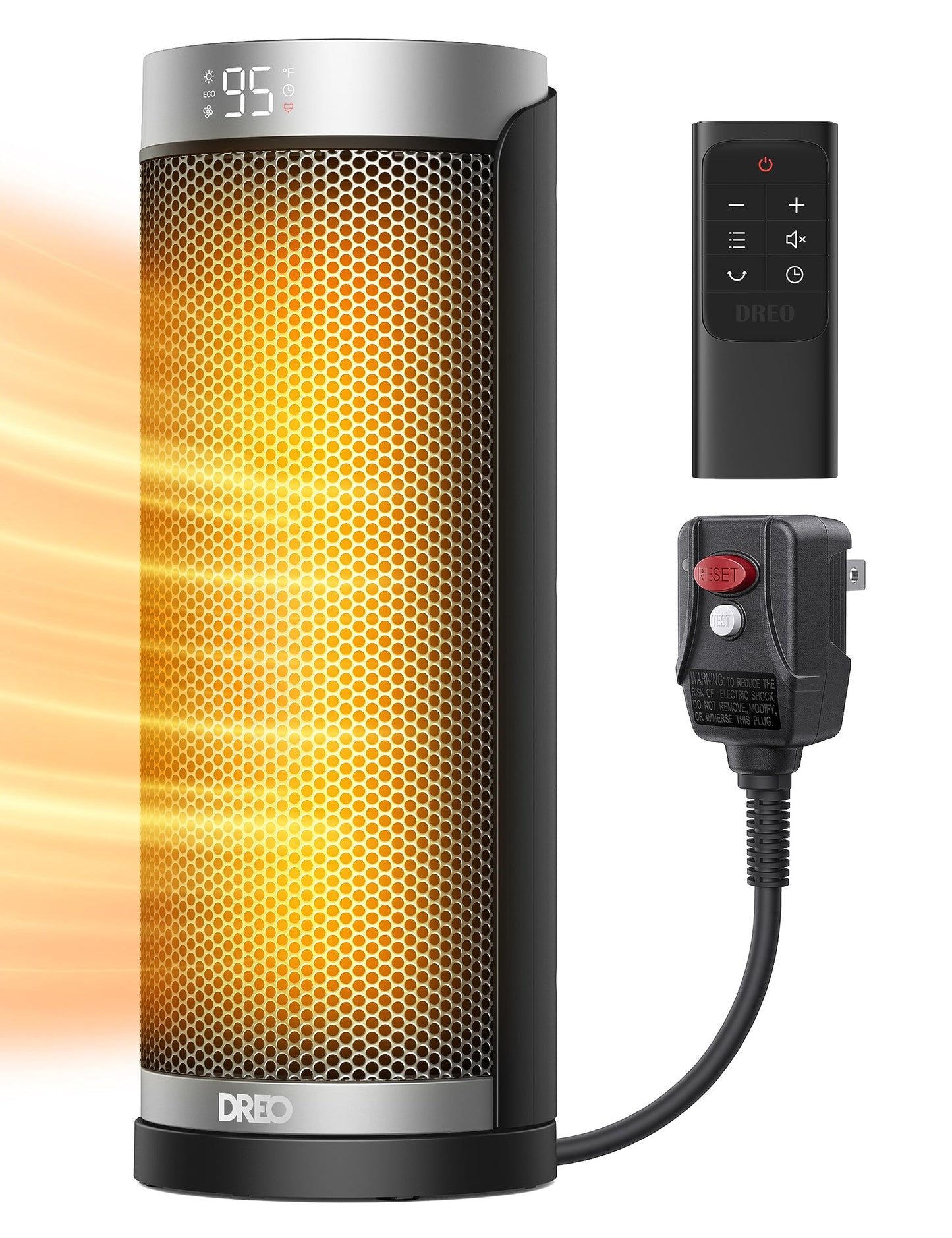 Dreo Space Heater, 1500W Electric Heaters for Indoor Use with Thermostat, 70° Oscillation, 8 Safety Protections, 5 Modes, Remote, 12H Timer, Quiet Portable Heater for Office, Bedroom, Large Room