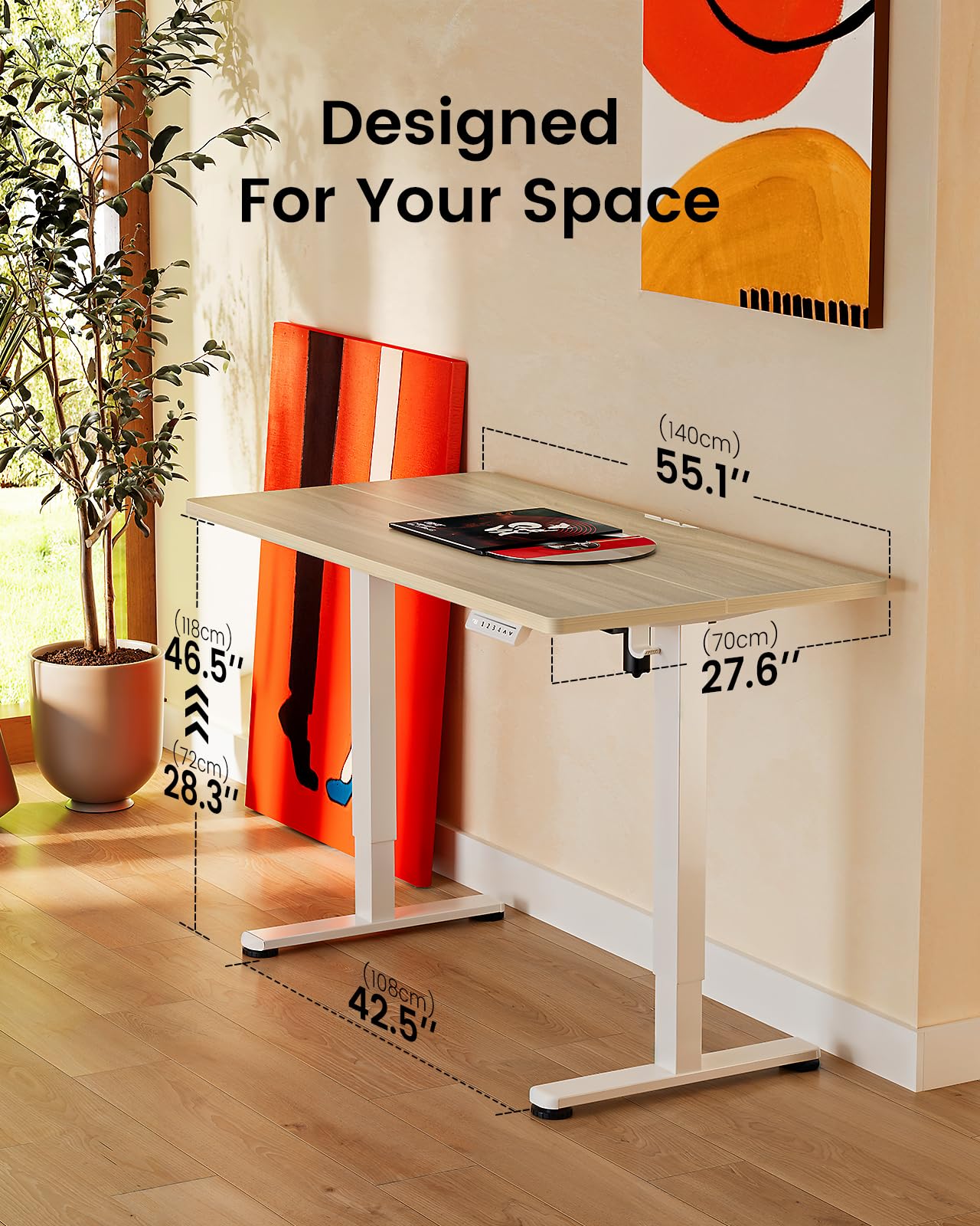 ErGear Height Adjustable Electric Standing Desk, 47.2 x 23.6 Inches Sit Stand up Desk, Memory Computer Home Office Desk (Black)