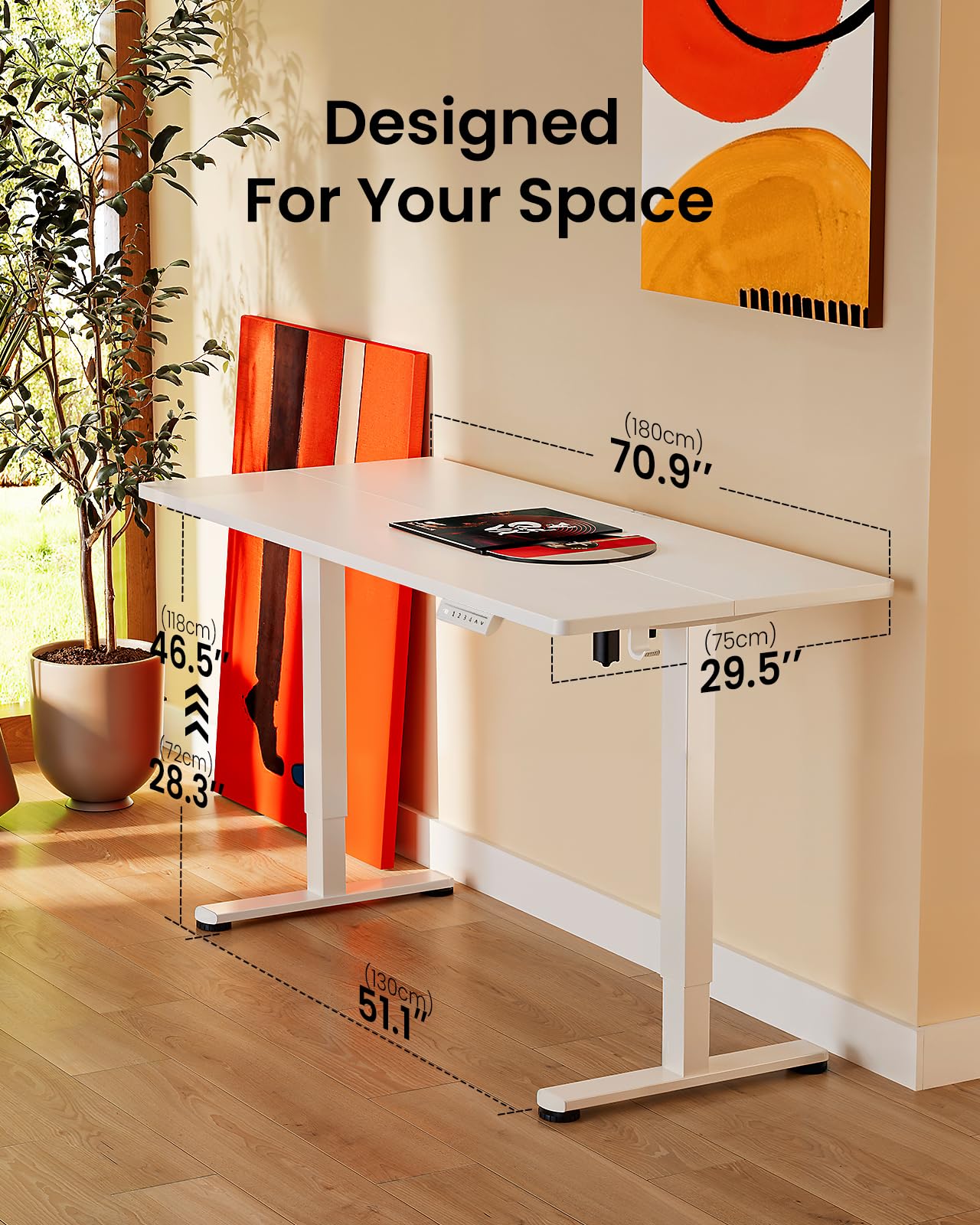 ErGear Height Adjustable Electric Standing Desk, 47.2 x 23.6 Inches Sit Stand up Desk, Memory Computer Home Office Desk (Black)