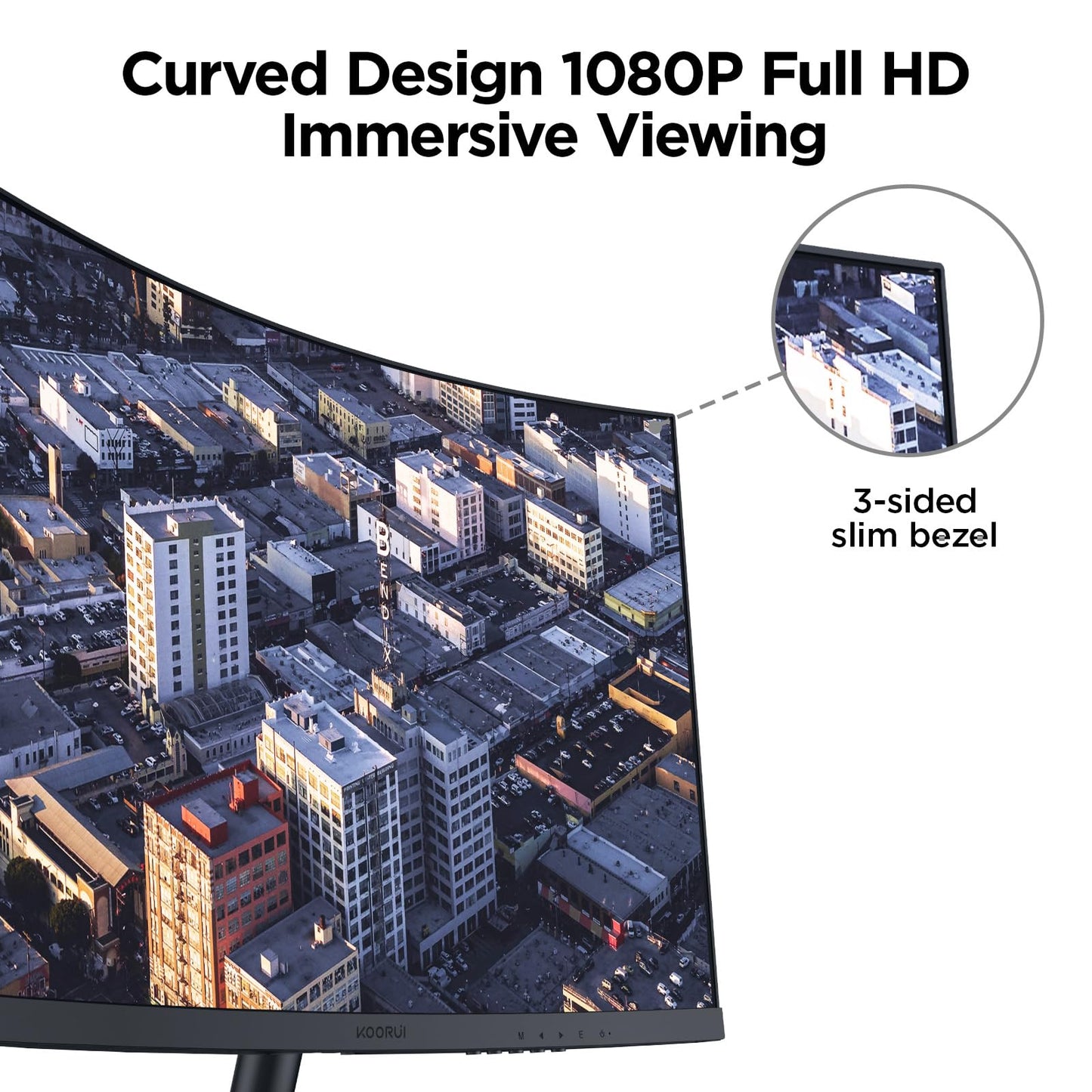 KOORUI 24 inch Curved Gaming Monitor 180Hz FHD 1080P Computer Monitor, 1ms 1500R Display, Adaptive Sync, FreeSync Premium, HDMI 2.0X2 & DP 1.2, VESA, Tilt, 24E6CA