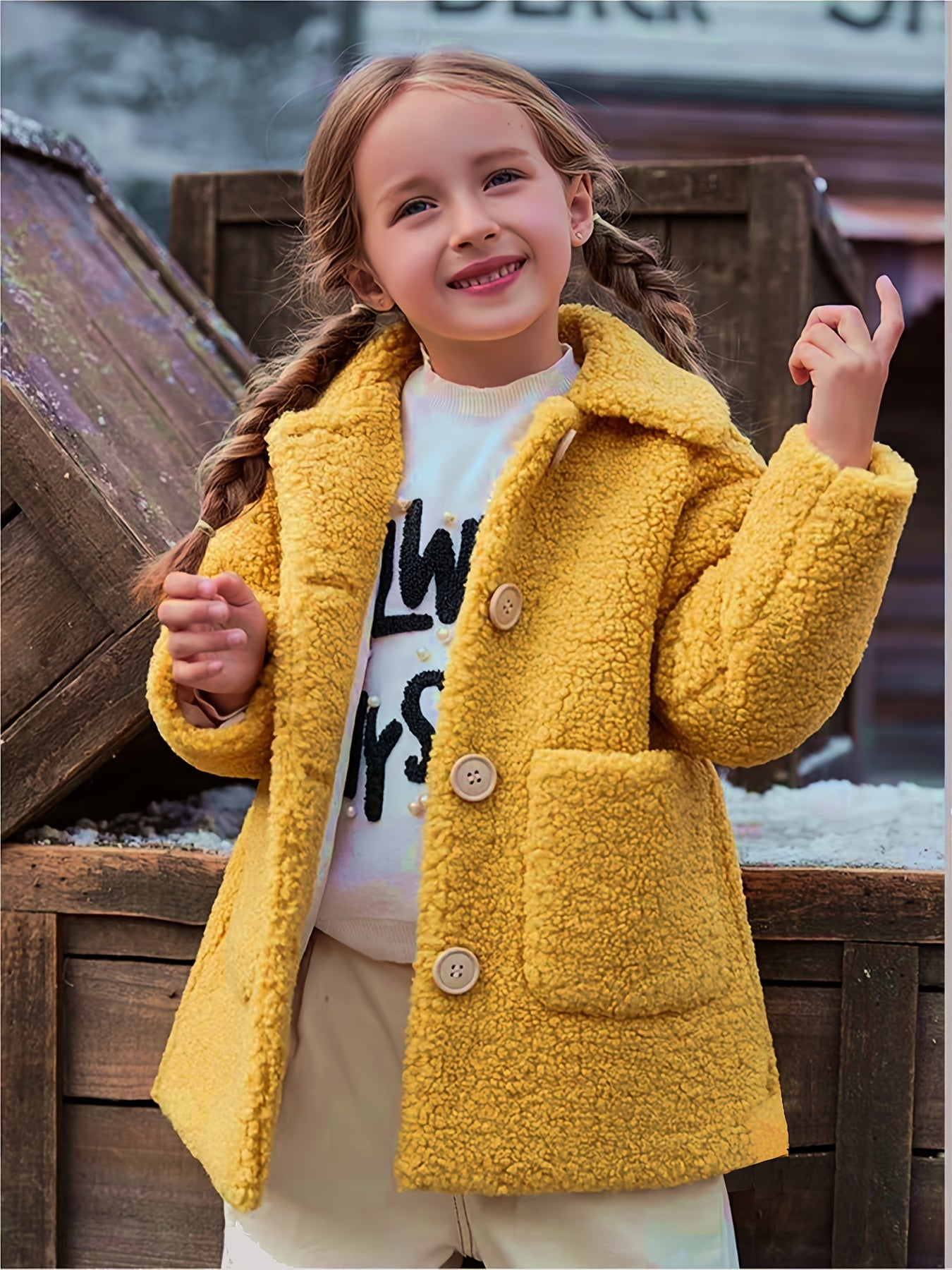 JOMAKE Girls' Winter Coat - Pastel Pink & Ombre Jacket with Button Front Closure, Soft Fleece-Lined Lapel Collar, Non-Stretchy Fabric for Everyday & Formal Events, Long Sleeve Casual Outerwear for School, Travel - Cute Korean