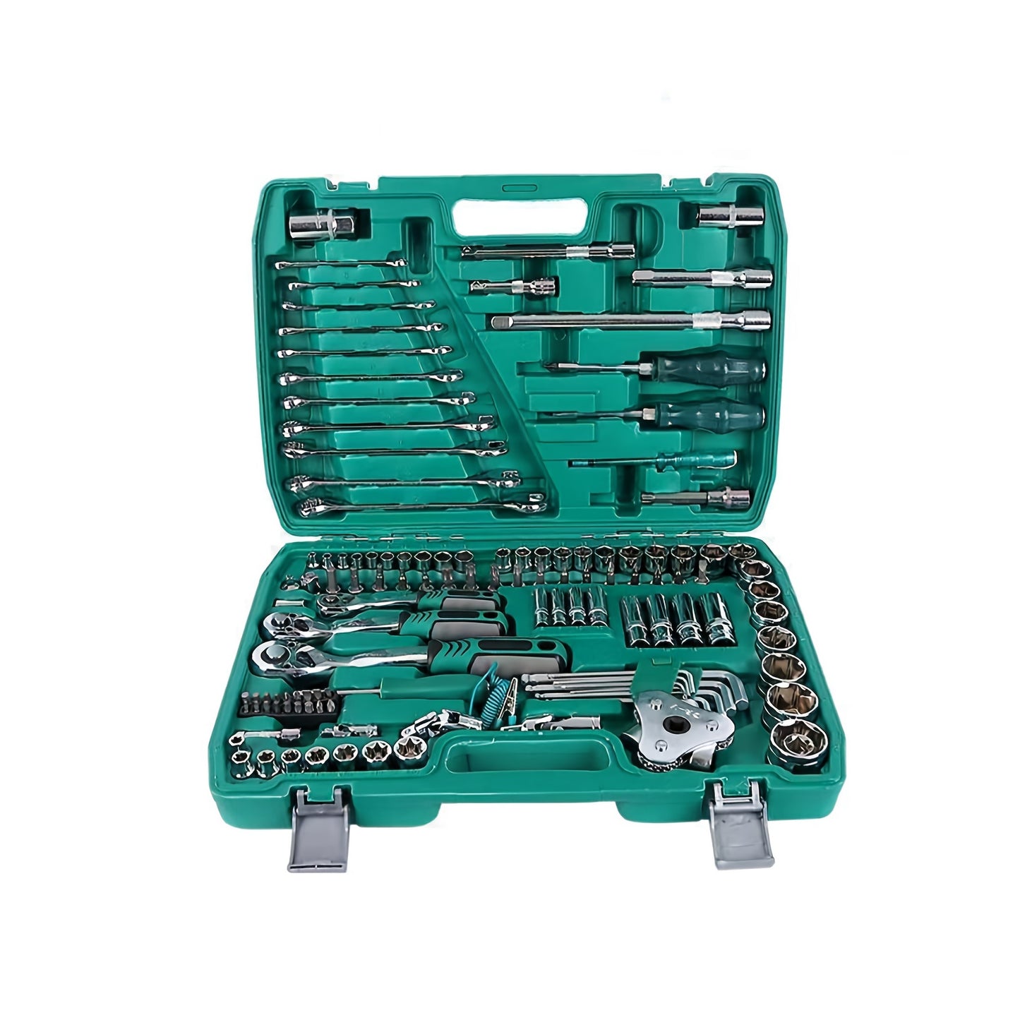 High-End Professional 53&121pcs Tool Set, Car/Bike Repair Machinery Tool Set, 1/2*1/4 "3/8" Drive Depth And Standard Socket, Professional Racing Car Parts Repair Ratchet Wrench And Other Car Repair Parts Tool Set