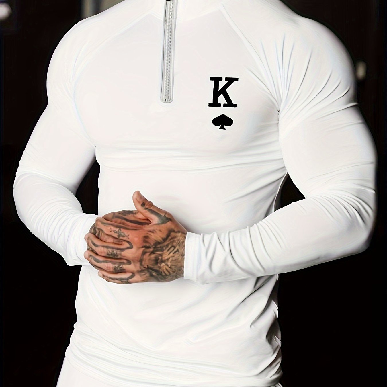 [Trending] Men's Athletic Long Sleeve Zip-Up Shirt - Stretchy, Breathable Polyester Blend for Running & Training