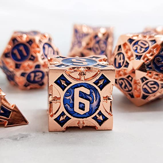 Metal Dice Set, 7 Die Metal Polyhedral Dice Set With Gift Metal Box And Golden Number For Metal Dice Set Christmas, Halloween, Thanksgiving Gift, gaming gift