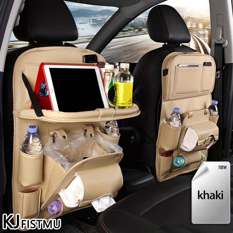 Large Multi-Function Folding Rear Seat Car Parts with Backrest Storage Trash Can, Notebook, Dining Table, and Tray