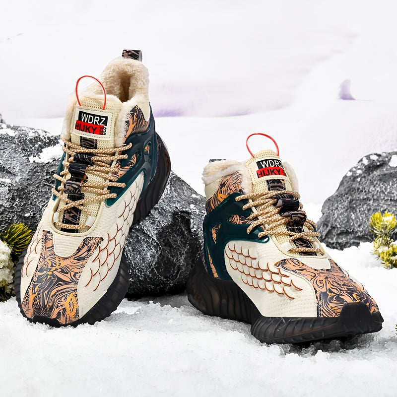 Men's All-Season Winter Snow Boots with TPU Shock-Absorbing Traction Tread & -Slip Grip - Heavy-Duty Ankle-High Cold-Resistant Boots with Lacing System, Cushioned Insole & Arch Support for Hiking, Urban, and Extreme-Cold Prot