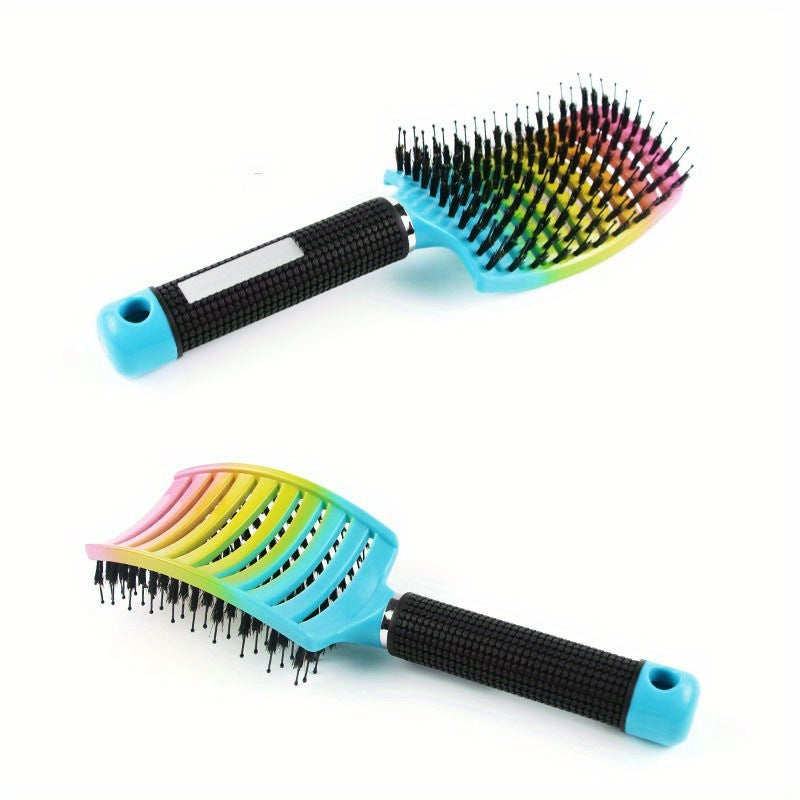 1pc Curved Vented Professional Detangling Hair Brush | Magic Scalp Massage Comb for Women, Ideal for Wet Curly Hair, Styling Tool, ABS Plastic Handle, Nylon Bristles - Perfect Christmas Gift for Friends/Relatives