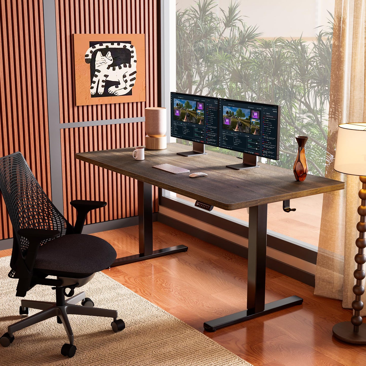 ErGear Height Adjustable Electric Standing Desk, 47.2 x 23.6 Inches Sit Stand up Desk, Memory Computer Home Office Desk (Black)
