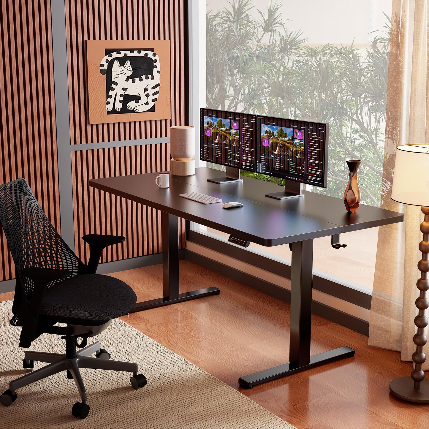 ErGear Height Adjustable Electric Standing Desk, 47.2 x 23.6 Inches Sit Stand up Desk, Memory Computer Home Office Desk (Black)