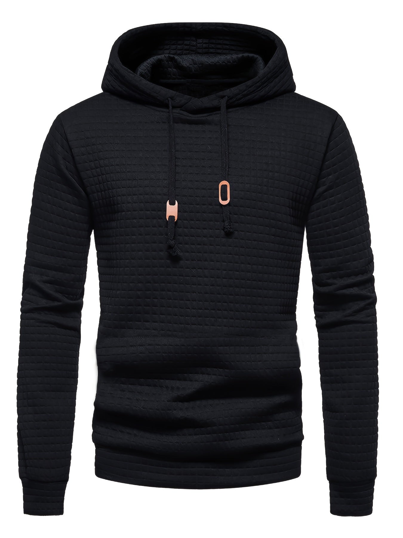 [Trending] 3pcs Men's Waffle-Knit Hoodies - Breathable, Moisture-Wicking & Quick-Dry for Running, Fitness & Casual Wear - Solid Color with Adjustable Drawstring