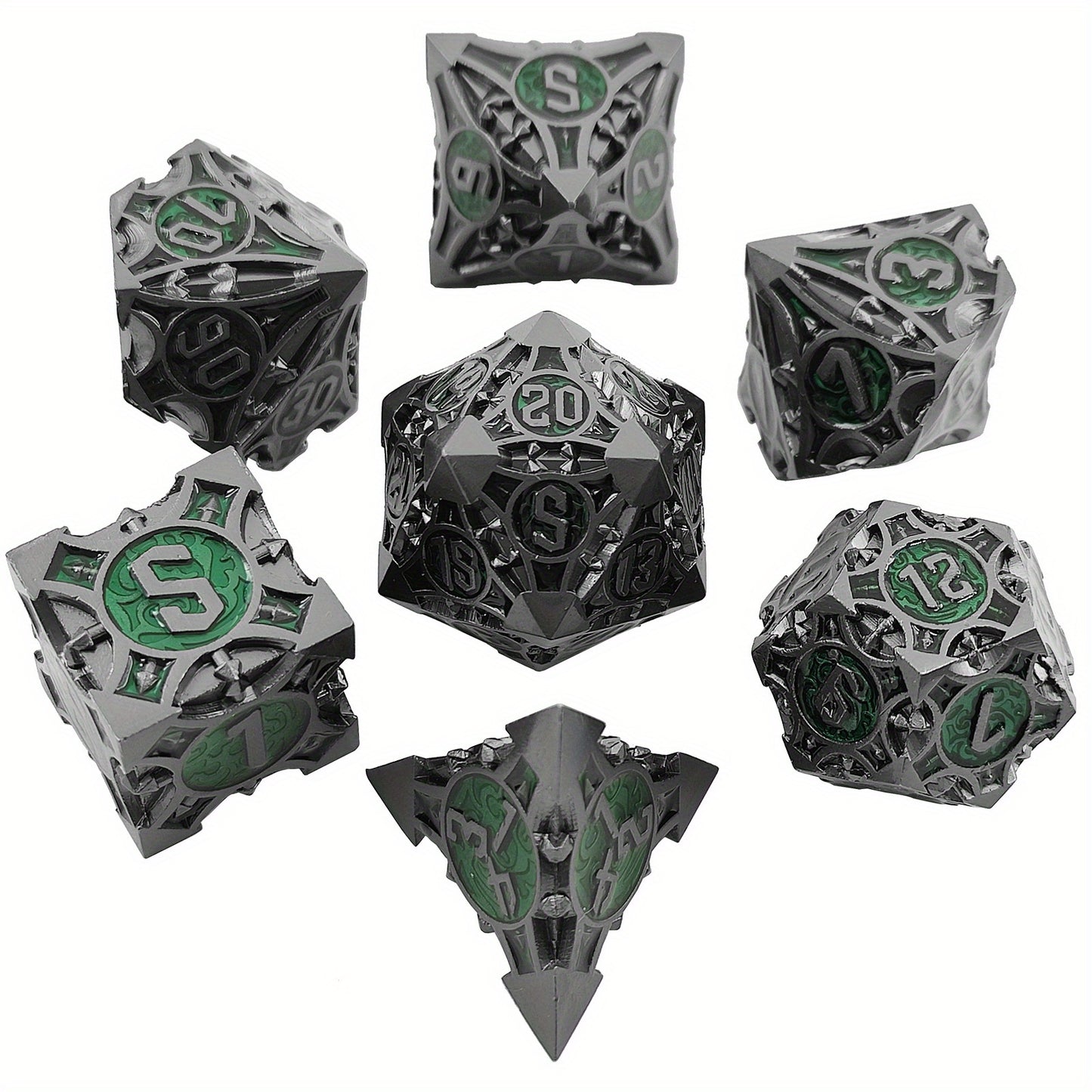 Metal Dice Set, 7 Die Metal Polyhedral Dice Set With Gift Metal Box And Golden Number For Metal Dice Set Christmas, Halloween, Thanksgiving Gift, gaming gift