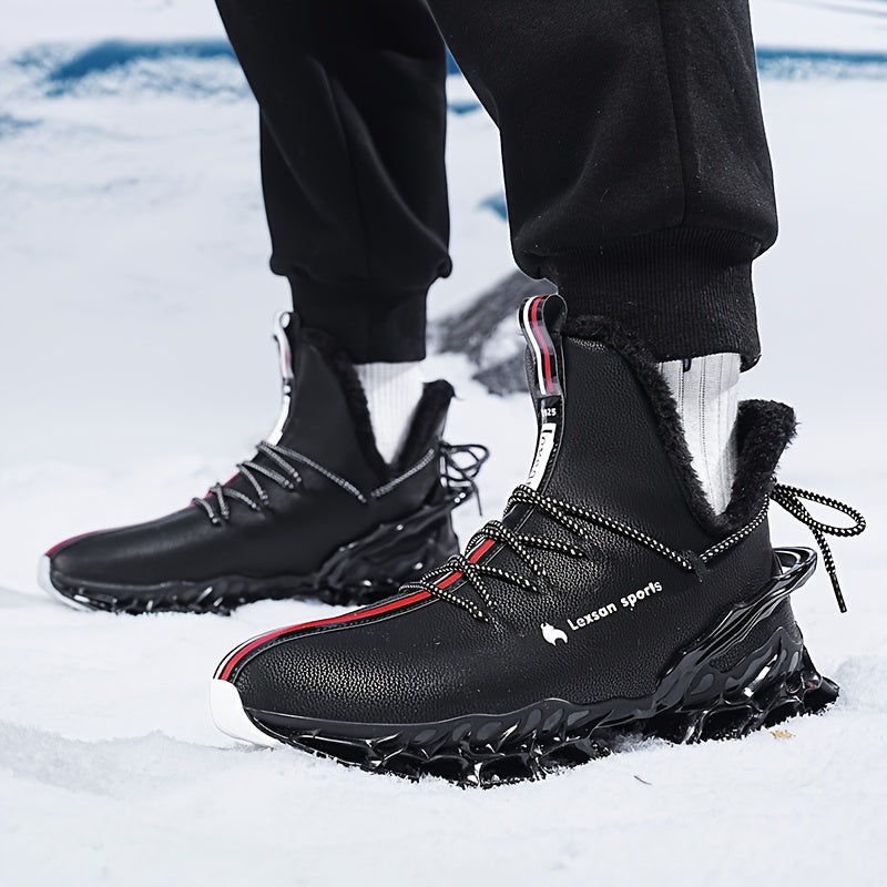 [Winter Snow Boots] Men's Winter Snow Boots with Plush & TPU Sole - Warm Lace-Up Ankle Boots with Arch Support, Slip-Resistant Traction Tread, Snow Boots For Men, Snow Boots For Women, Snow Boots For Men Winter, Snow Boots Fo