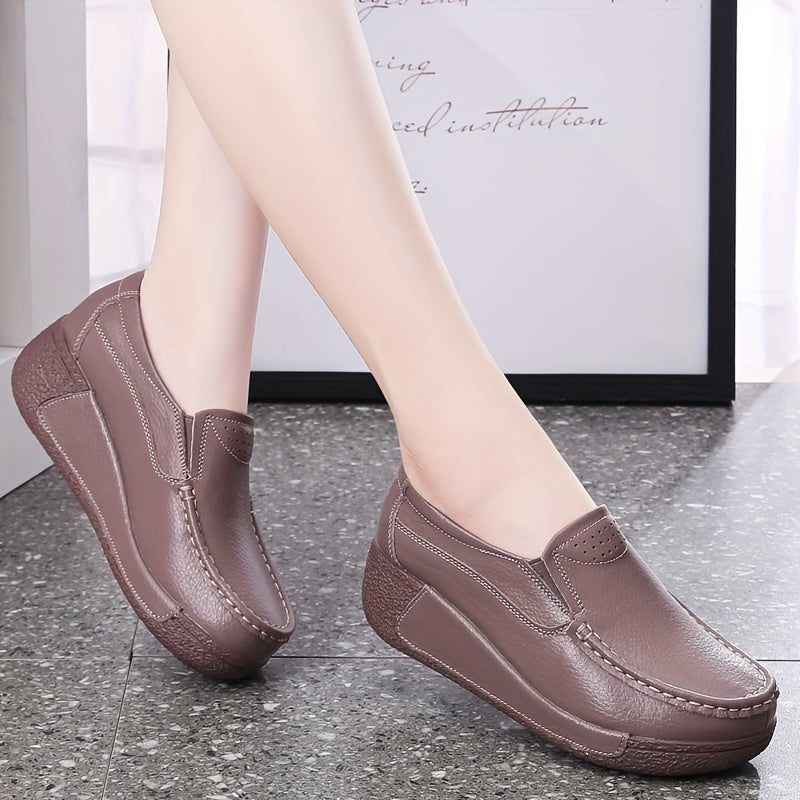 [Durable Build] Women's Cover Slip-On Platform Sneakers - Comfortable Thick Sole, Low-Top Casual White Shoes with Round Toe for All Seasons, Ladies Sneakers