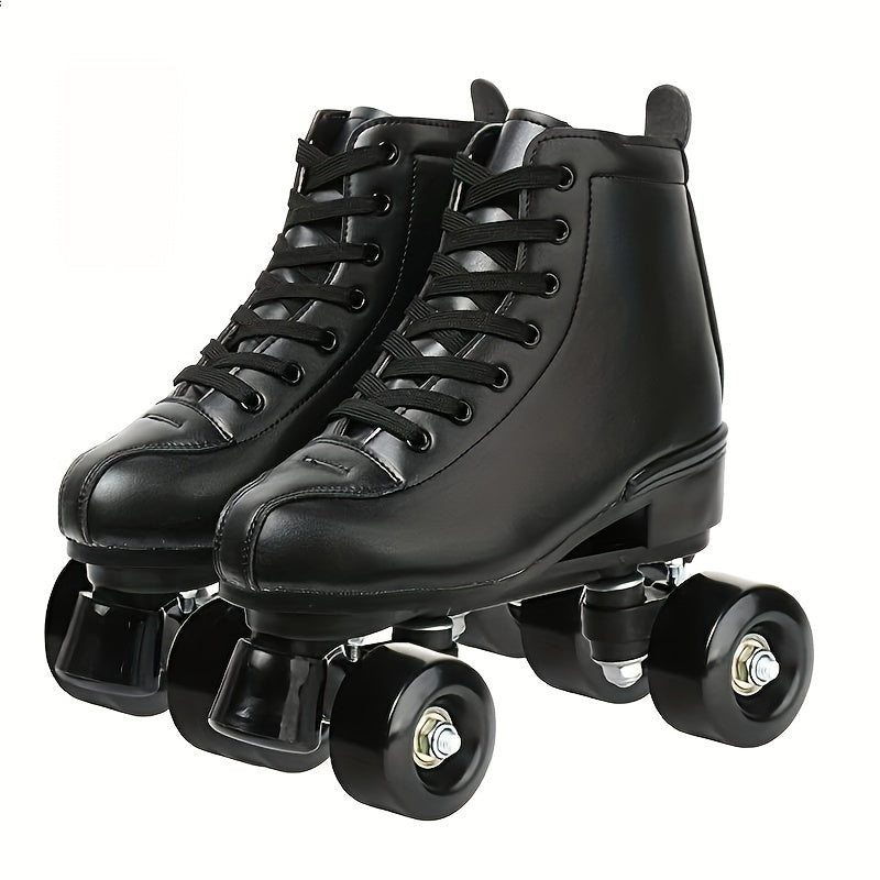 Boys Trendy Four Wheeled Light Up Roller Skate Shoes, Anti-skid High Top Lace-up Professional Sneakers