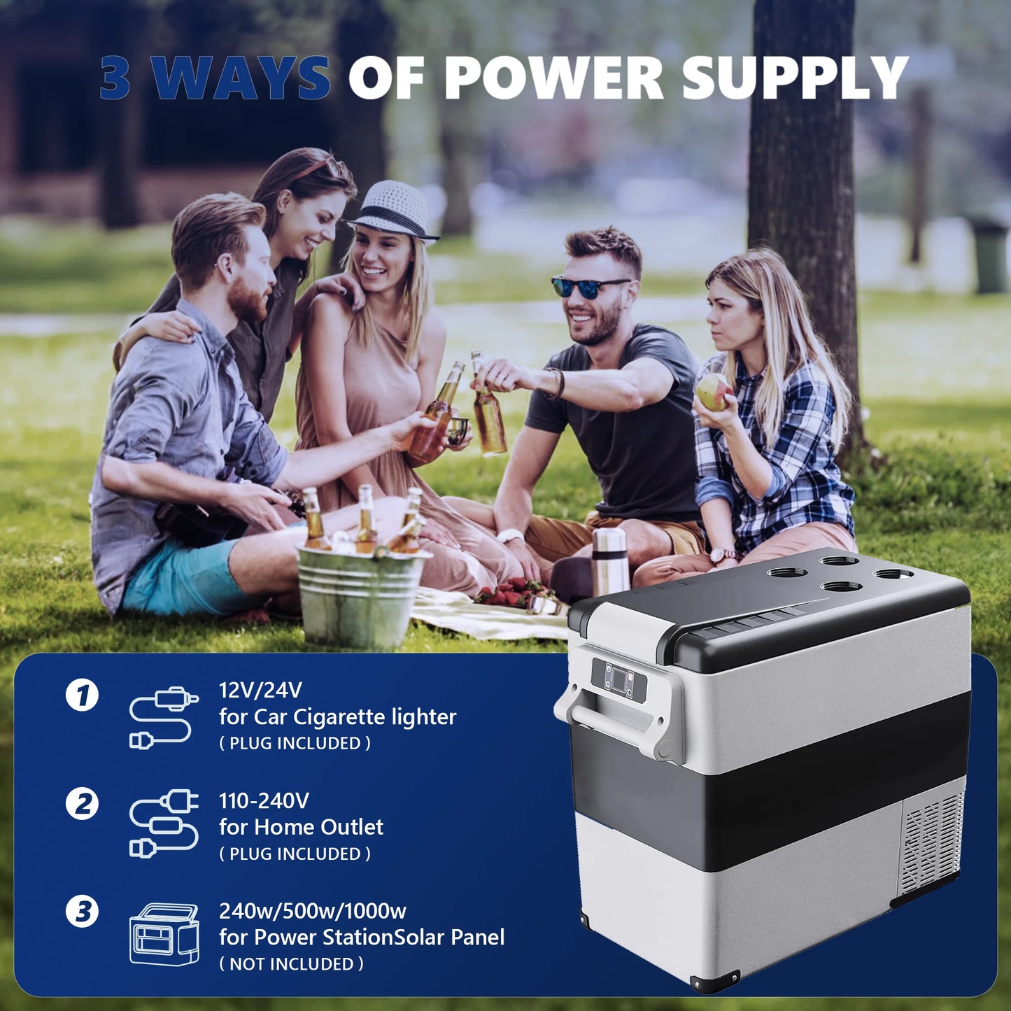 SIMZLIFE 12 Volt Car Refrigerator,58QT(55L) Electric Cooler,Portable Freezer 12/24V DC 110-240V AC for Camping, Travel,Home