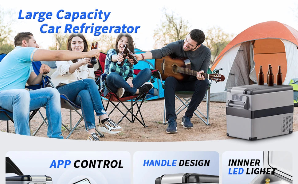 SIMZLIFE 12 Volt Car Refrigerator,58QT(55L) Electric Cooler,Portable Freezer 12/24V DC 110-240V AC for Camping, Travel,Home