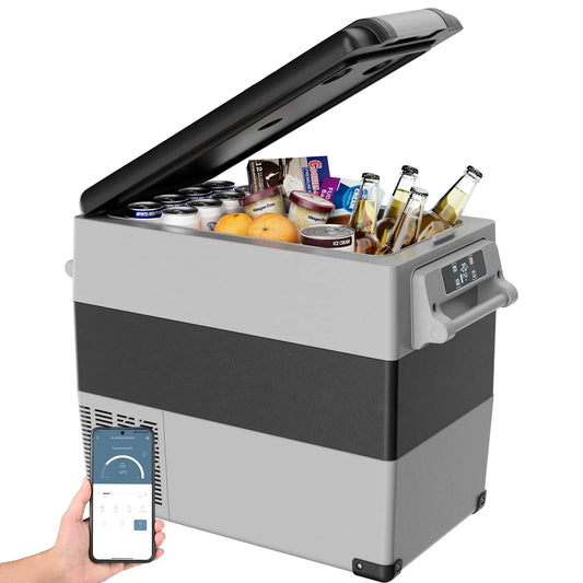 SIMZLIFE 12 Volt Car Refrigerator,58QT(55L) Electric Cooler,Portable Freezer 12/24V DC 110-240V AC for Camping, Travel,Home
