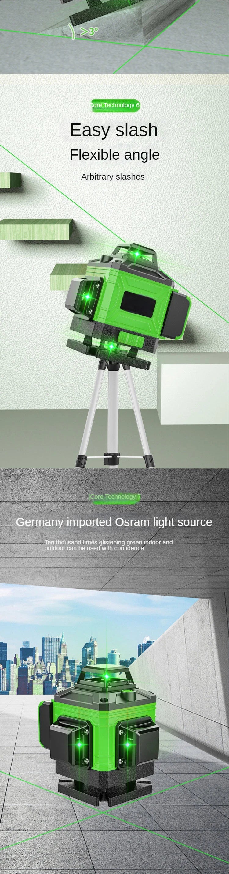 16/12 Lines 4D Laser Level green line SelfLeveling 360 Horizontal And Vertical Super Powerful Laser level green Beam laser level