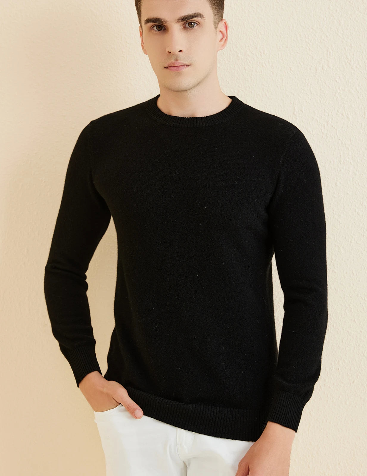 Sweater for Men 100% Merino Wool Knit Sweaters New Fall Winter Warm Long Sleeve Pullover Male Soft Jumper Korean Luxury Clothing
