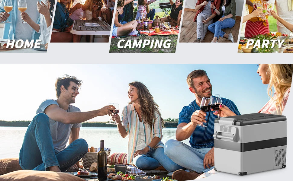 SIMZLIFE 12 Volt Car Refrigerator,58QT(55L) Electric Cooler,Portable Freezer 12/24V DC 110-240V AC for Camping, Travel,Home