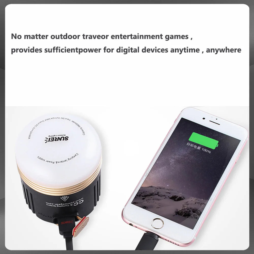SUNREE CC3  CC5  Camping Lantern 840 Lumens  LED Camping Light USB Rechargeable 9900mAH Battery outdoor lighting For Power Bank