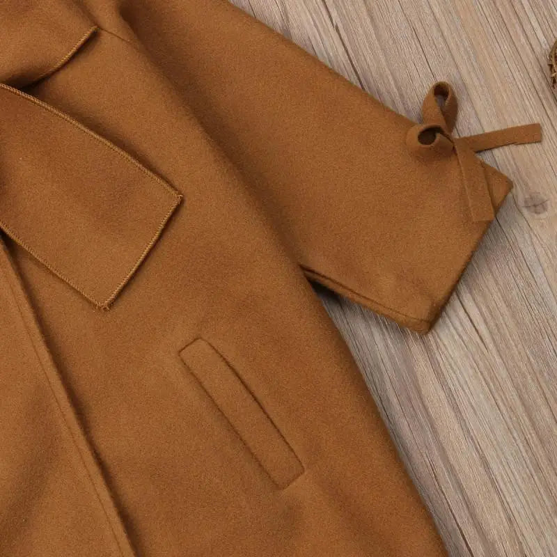 Children Coats for Girls Trench Jacket for Kids Fashion Korean Bow Outerwear Autumn Teenage Clothes Girls Long Coat Windbreaker