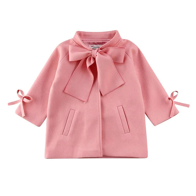 Children Coats for Girls Trench Jacket for Kids Fashion Korean Bow Outerwear Autumn Teenage Clothes Girls Long Coat Windbreaker