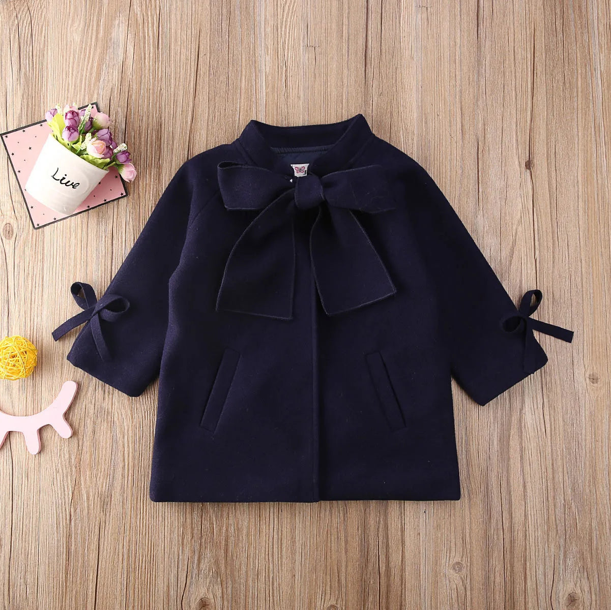 Children Coats for Girls Trench Jacket for Kids Fashion Korean Bow Outerwear Autumn Teenage Clothes Girls Long Coat Windbreaker