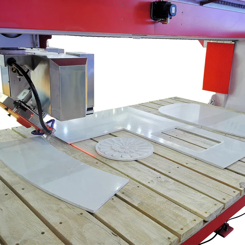 HUALONG Stone Machinery HKNC-500+ Multifunctional 5 Axis Cnc Router Bridge Saw Granite Marble Stone Cutting Machine with Milling