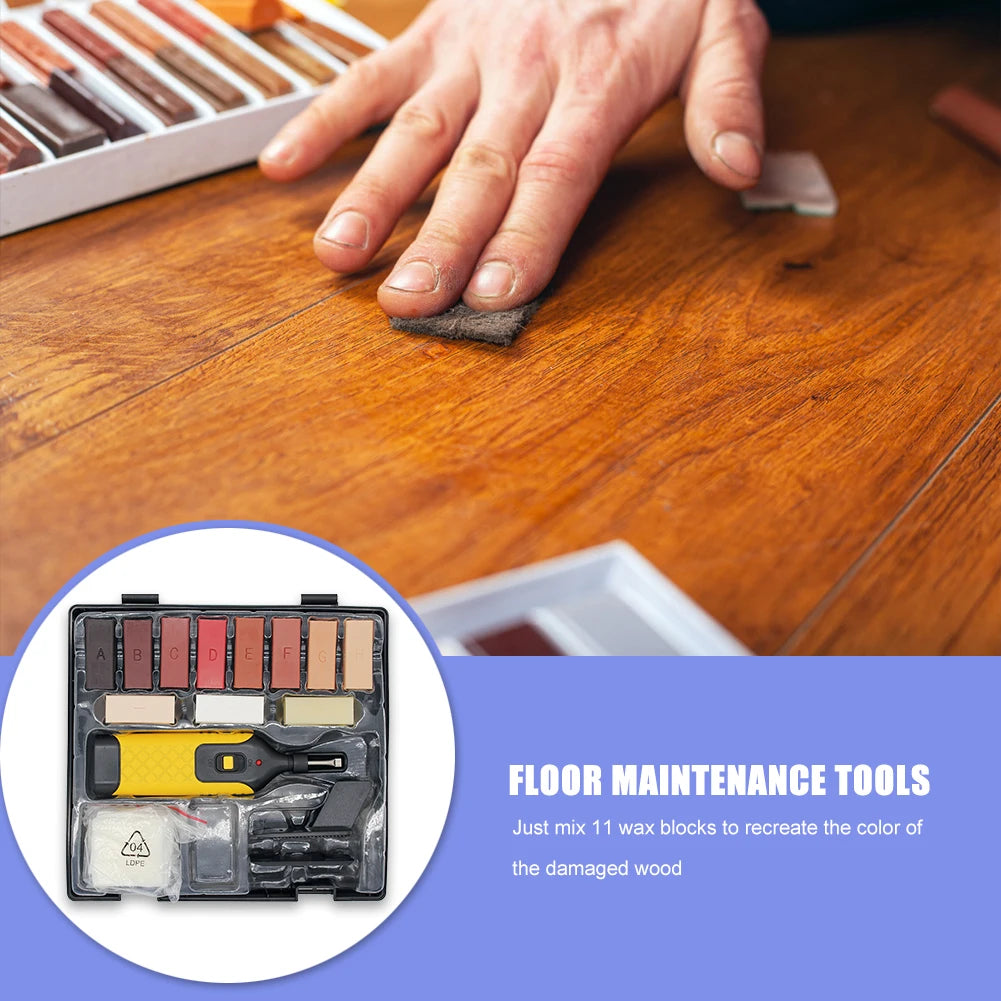 Manual Laminate Floor Repair Kit Furniture Scratch Fix Wax System Floor Worktop Sturdy Casing Chips Scratches Mending Tool Set