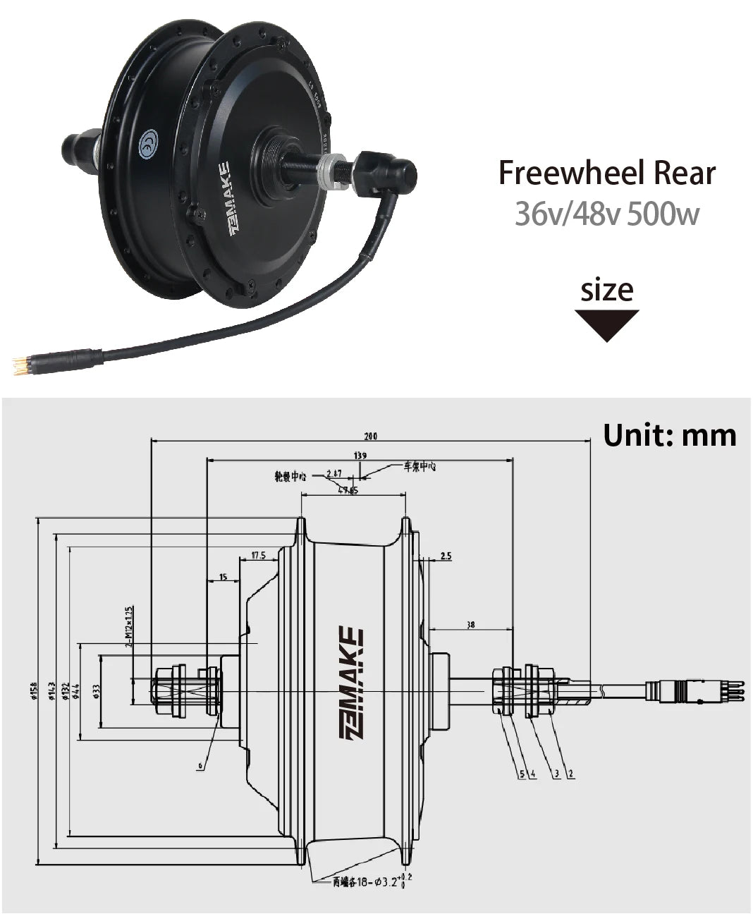 Ebike Motor Kit High Speed Brushless Gear Hub 36V 48V 350W 500W Electric Bike Conversion Front Cassette Rear displayp6 ZEMAKE