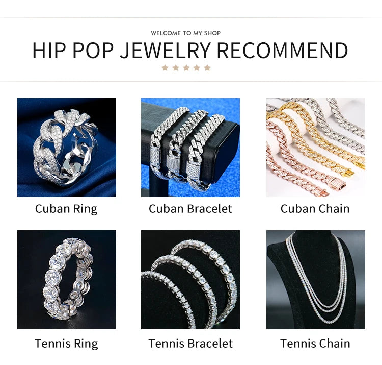6mm-16mm Width Cuban Link 925 Sterling Silver Gold Plated Full of Iced Out Moissanite Hiphop Necklace  Cuban Chain for Rapper